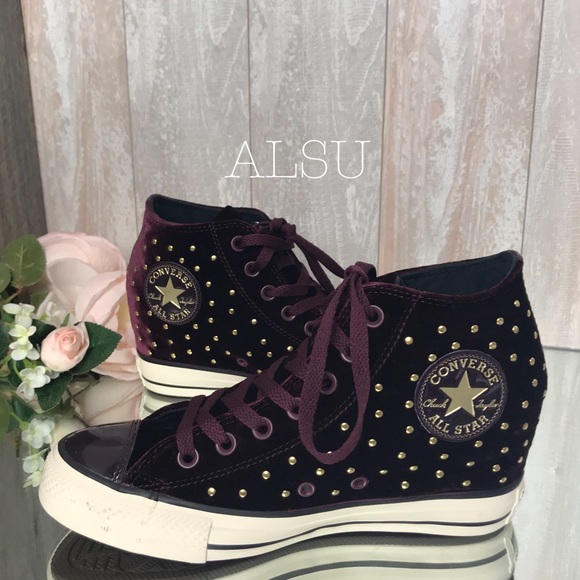 Converse Lux Mid Velvet Hidden Wedge Dark SangriaW - Picture 2 of 8